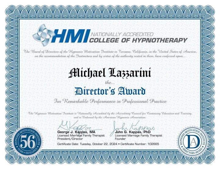 Director’s Award presented to Michael Lazzarini by HMI